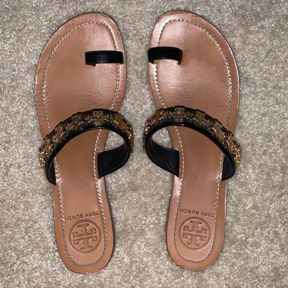 Authentic Tory Burch sandals with gold accent